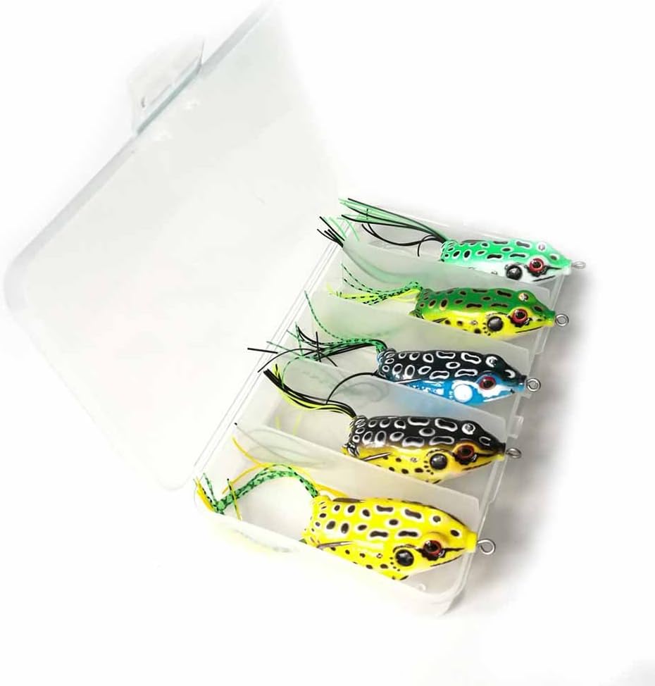 Skiennix Frog Lures - 5pcs Topwater Crankbait Set | 5.5CM Soft Bait for Bass & Snakehead Fishing