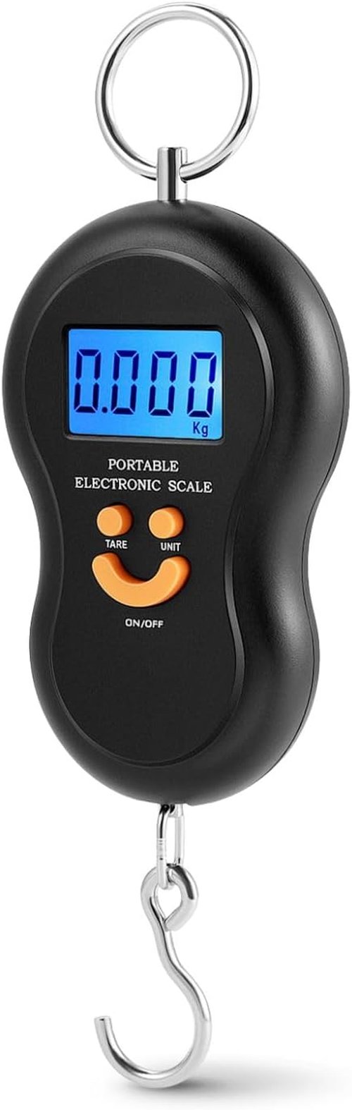 Flexzion Digital Hanging Scale - 110lb/50kg Portable Luggage & Fish Scale with LCD Display, Stainless Steel Hook