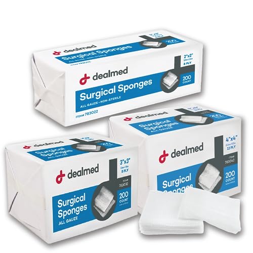 Non-Sterile Surgical Gauze Sponges - 2 in x 2 in, 8-Ply, 200 Count
