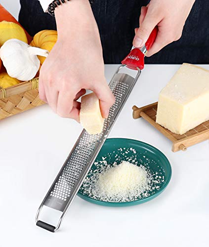 Stainless Steel Lemon Zester & Cheese Grater - Red