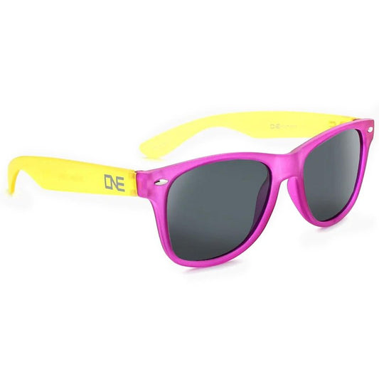 Optic Nerve - 2022 Premium & Affordable Polarized Wayfarer Sunglasses for Girls, Boogie Edition with Matte Purple/Yellow Frame/Smoke Lens