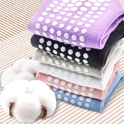 Non-Slip Pilates Grip Socks for Women - Mid-Calf - 3 Pairs - Black/White/Grey