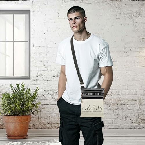 Jesus Print Adjustable Crossbody Messenger Bag - Dual Compartment