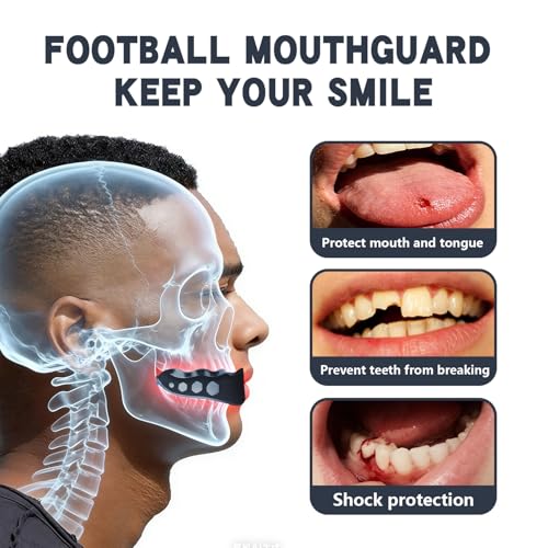 2 Pack Youth Football Mouth Guard with Strap and Case, Adults Sports