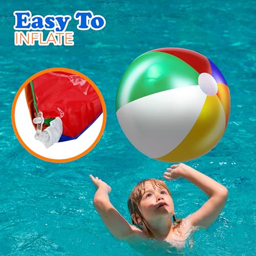 4E's Novelty Beach Balls [3 Pack] 20" Inflatable for Kids - Pool