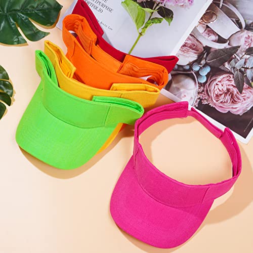 Rbenxia 5 Pack Adjustable Sun Visor Hats for Men Women - Medium Orange, Yellow, Green, Red, Rose Red