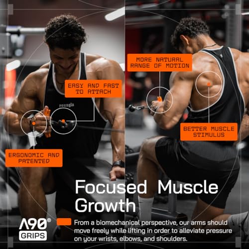 Angles90 Orange Pull Up Grip Handles for Lat Pulldown & Cable Machines