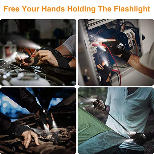 Biuonk LED Flashlight Gloves - Hands-Free Finger Light for Camping, Fishing, Repair, Gifts for Men Dad Him Husband Boyfriend