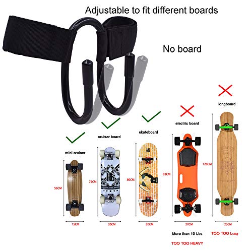 Skateboard Backpack Hook Carrier - Adjustable Hanger for Cruisers