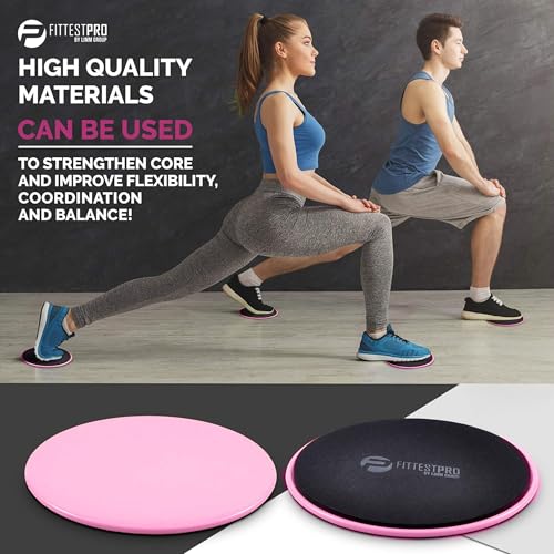 Core Sliders for Full Body Workouts - Pink Exercise Gliding Discs (Set of 2)