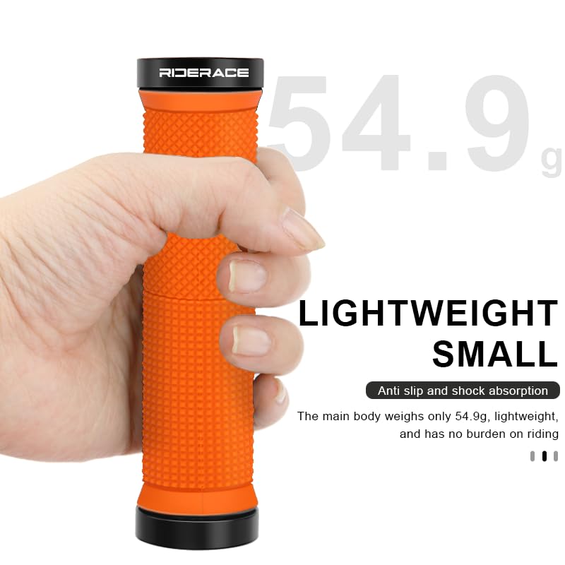 Orange Bike Handlebar Grips Dual-Lock Ergonomic Rubber MTB/BMX/Road Cycling