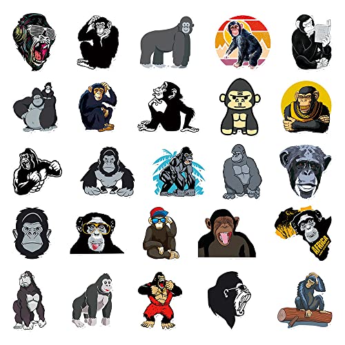 50 Waterproof Gorilla Vinyl Stickers - Fun Cartoon Designs