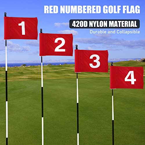 TOBWOLF 4 Pack Golf Practice Flags Waterproof Nylon Targets for Putting Green