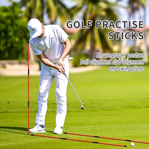 48" Collapsible Golf Alignment Sticks - 2 Pack Red Training Aids