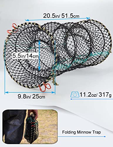 Hlotmeky Crab Trap with 10m Rope - Foldable Lobster & Crawfish Fishing Net, Durable Bait Trap
