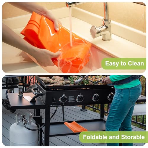 HONSREO 36-inch Orange Silicone Griddle Mat for Blackstone – Food Grade Grill Protector, Cuttable & Customizable