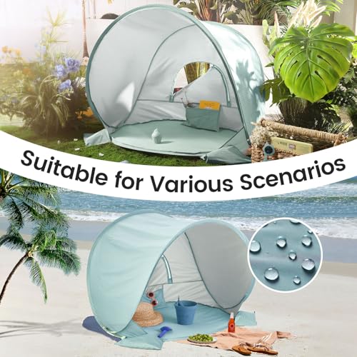 Baby Beach Tent - Pop Up Sun Shelter with UPF 50+ Protection, Pastel Aqua