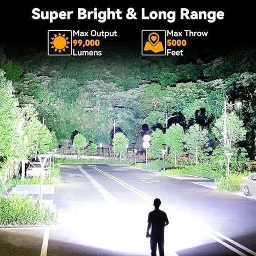 Polisak 2,000,000 Lumen Rechargeable LED Spotlight with Tripod for Camping, Boating, and Outdoor Search