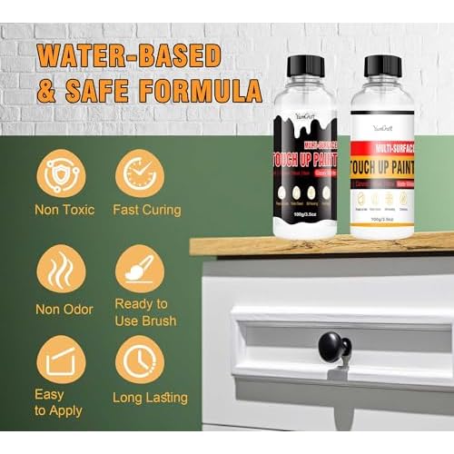 Multi Surface Touch Up Paint, White Paint can Repair Small Scratches and Spots, Quick Dry White Wall Paints for Door, Cabinets, Bathtubs, Wood, Furniture