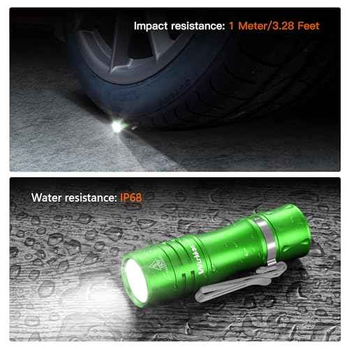 Wurkkos TS10 V2 6000K Pocket EDC Flashlight Green Body-Mini 90CRI LED Flashlight with Rechargeable Battery,1-1400 Lumen Brightness,3Pcs Color Aux LED,Anduril 2.0 UI