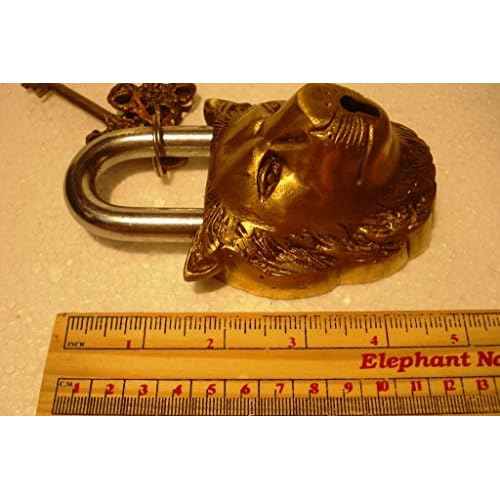 Brass Padlock - Lock with Keys - Working Functional - Brass Made - Type : (Lion - Brass Finish)