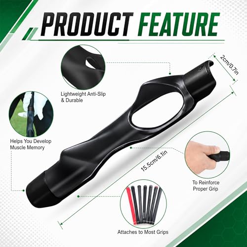 Golf Grip Trainer - Portable Aid for Fixing Slices - Black