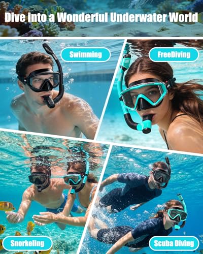 Anti-Fog Snorkeling Gear Set with Panoramic Mask & Dry Snorkel