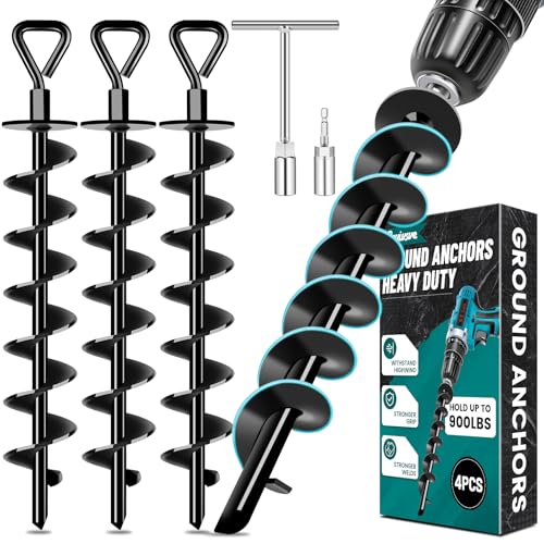 Heavy Duty Ground Anchors for Trampolines - 4x15 Inch Black
