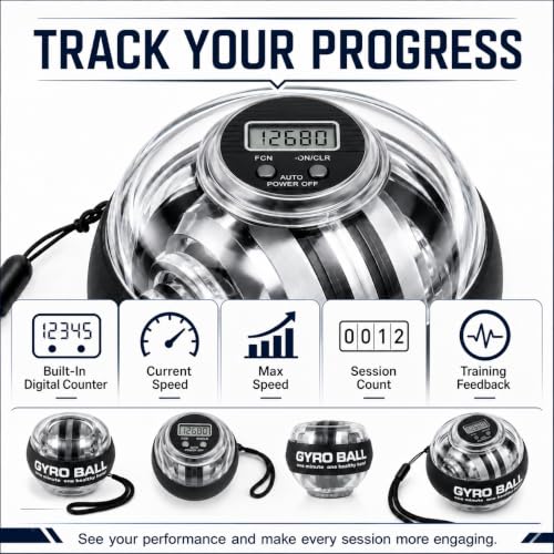 Auto-Start Gyro Ball Wrist Strengthener with LED Counter