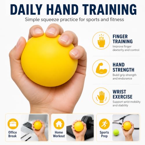 Hand Exercise Grip Ball - Finger Strengthener for Sports - Yellow