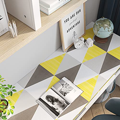 ReWallpaper Removable Geometric Yellow Wallpaper Peel and Stick Contact Paper for Bathroom Living Room Art Deco Wallpaper Pull and Stick on Wall Paper Roll for Bedroom Adults Kids Boys Girls 17.7X79
