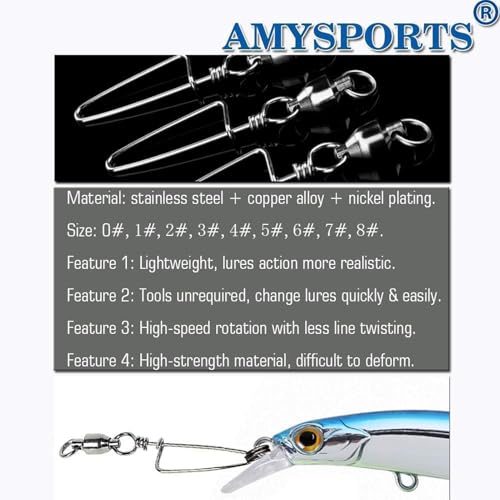 High Strength Fishing Snap Swivels - Stainless Steel Ball Bearing