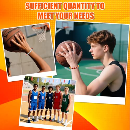Basketball Sports Charm Bracelets - 40 Pcs Adjustable Beaded Jewelry