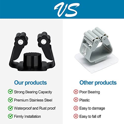 24PCS Broom and Mop Holder, Heavy Duty Garden Tool Organizer Rack Rake and Shovel Handle, Stainless Steel Mop Hanger. Wall Mounted with Screws.Matte Black