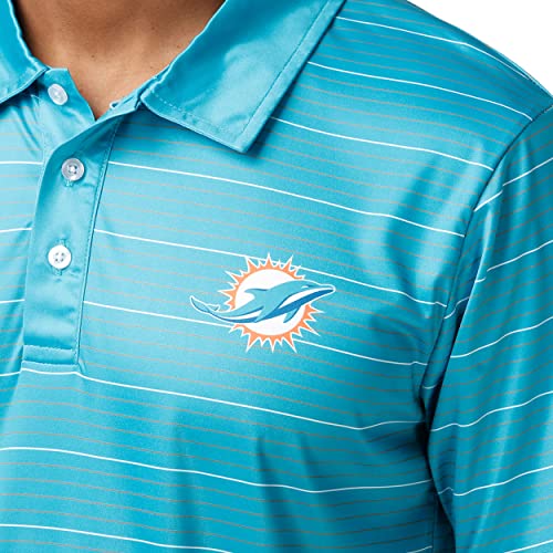Miami Dolphins Striped Polyester Polo Shirt - X-Large