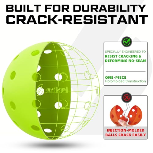 USAPA Approved Outdoor Pickleball Balls - Durable TPE - Green, 4 Count