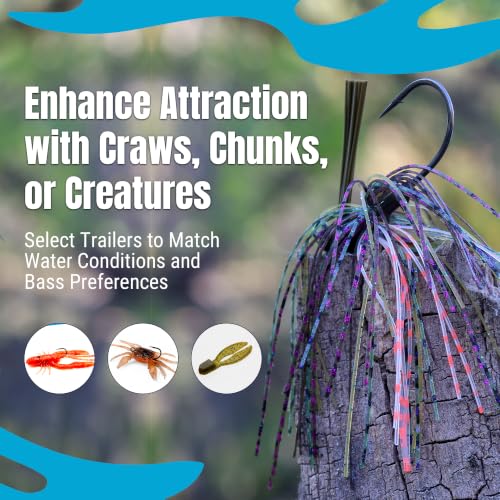 Reaction Tackle Flipping Jigs 6-Pack for Bass & Heavy Cover Fishing - Weedless Silicone Skirt, 1/2 Oz