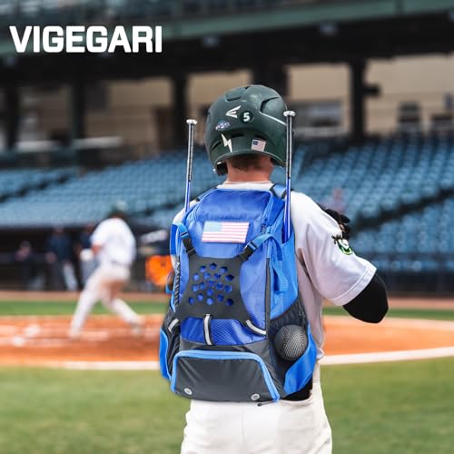 VIGEGARI Youth Baseball Backpack Blue 42L for Boys & Softball Gear
