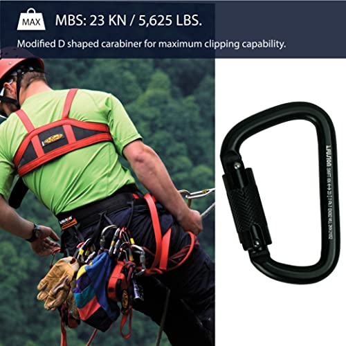 Fusion Black Auto Lock Aluminum Carabiner - Lightweight & Strong for Climbing, Camping, Hiking, & Outdoor Use