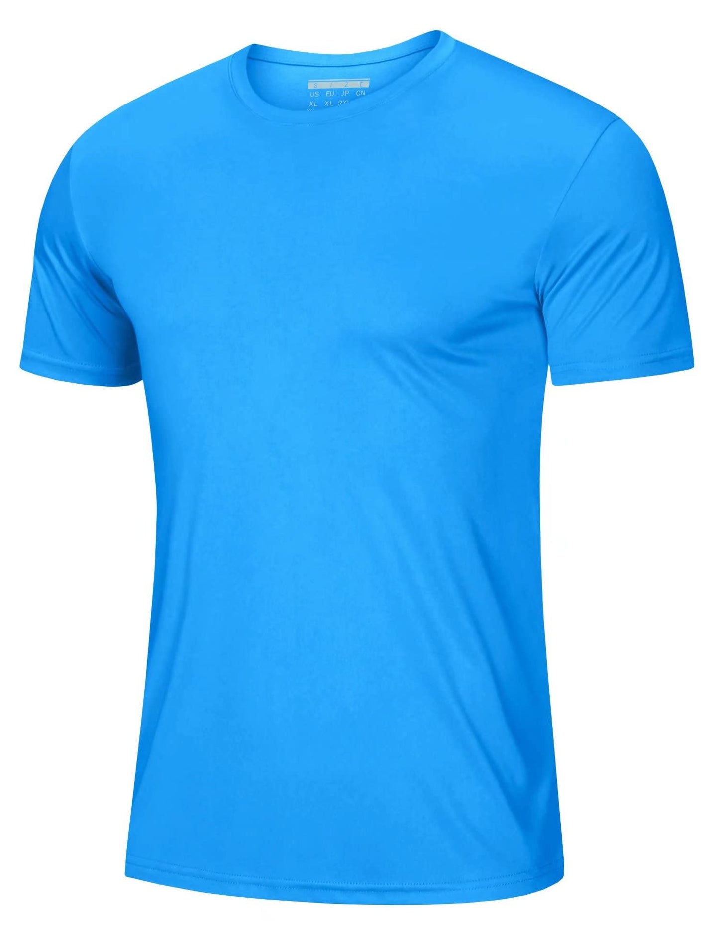 Mens Short Sleeve T Shirts Dry Fit Summer Shirts Ultra Lightweight UV Protection Hiking Shirts Athletic Jersey Active T-Shirt Azure
