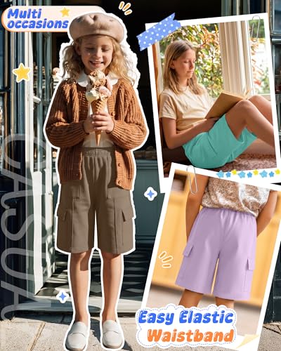Girls' Bermuda Cargo Shorts - 3 Pack Comfortable Summer Casual Wear