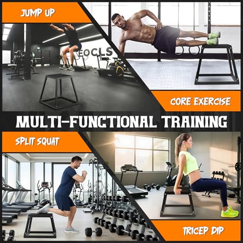 Heavy Duty Metal Plyometric Jump Box - 12/18/24" Adjustable Fitness Platform