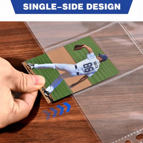 50 Pack Single-Sided Card Sleeves Binder Sheets - Holds 900 Cards