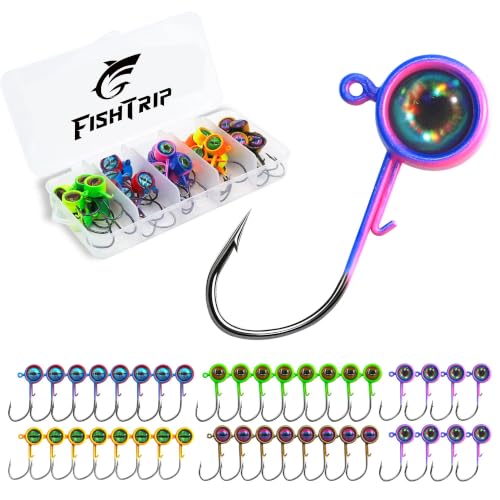 FishTrip Crappie Jig Heads 1/16oz 40pcs – V-shaped High-Carbon Steel Lure Hooks