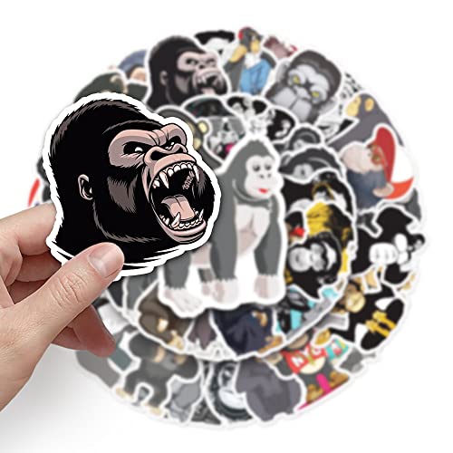 50 Waterproof Gorilla Vinyl Stickers - Fun Cartoon Designs