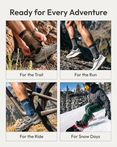 Jeasona Merino Wool Hiking Socks for Men & Women - Large-X-Large, 4 Pairs with Carabiners