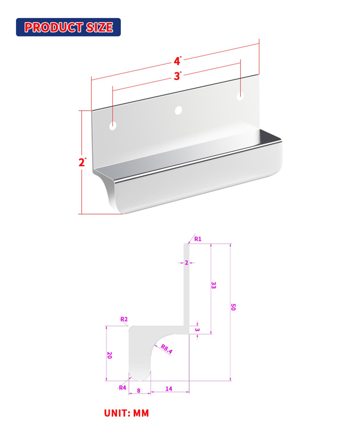 BaiNong Adhesive Touchless Foot Pulls for Cabinet Trash Can Silvery 4'' Touchless Hands Free Trash Opener for Overlay Kitchen Cabinet Door Bins