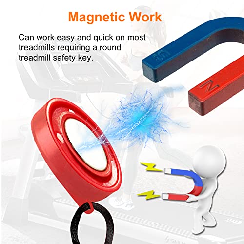 Universal Magnetic Treadmill Safety Key - Round Replacement - Bright Red