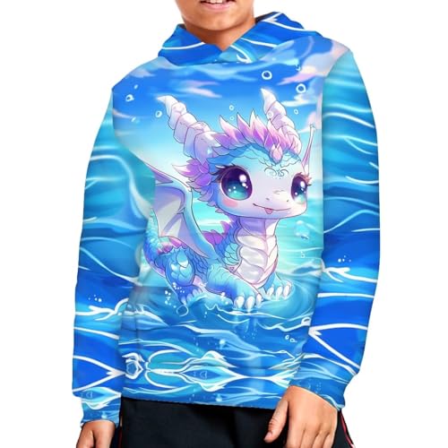 Kids Hoodies for Boys & Girls - Cartoon Dragon, 11-13 Years