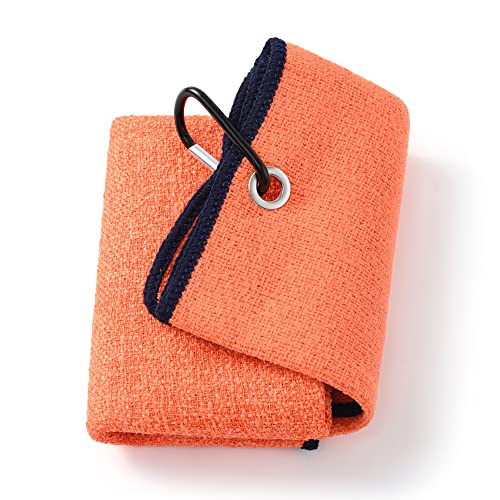 Tri-Fold Golf Towel - 2-in-1 Club & Ball Cleaner, Orange